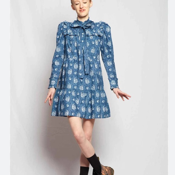 Batsheva Mina Dress Antique Blue NWT | size 4 - Picture 5 of 9